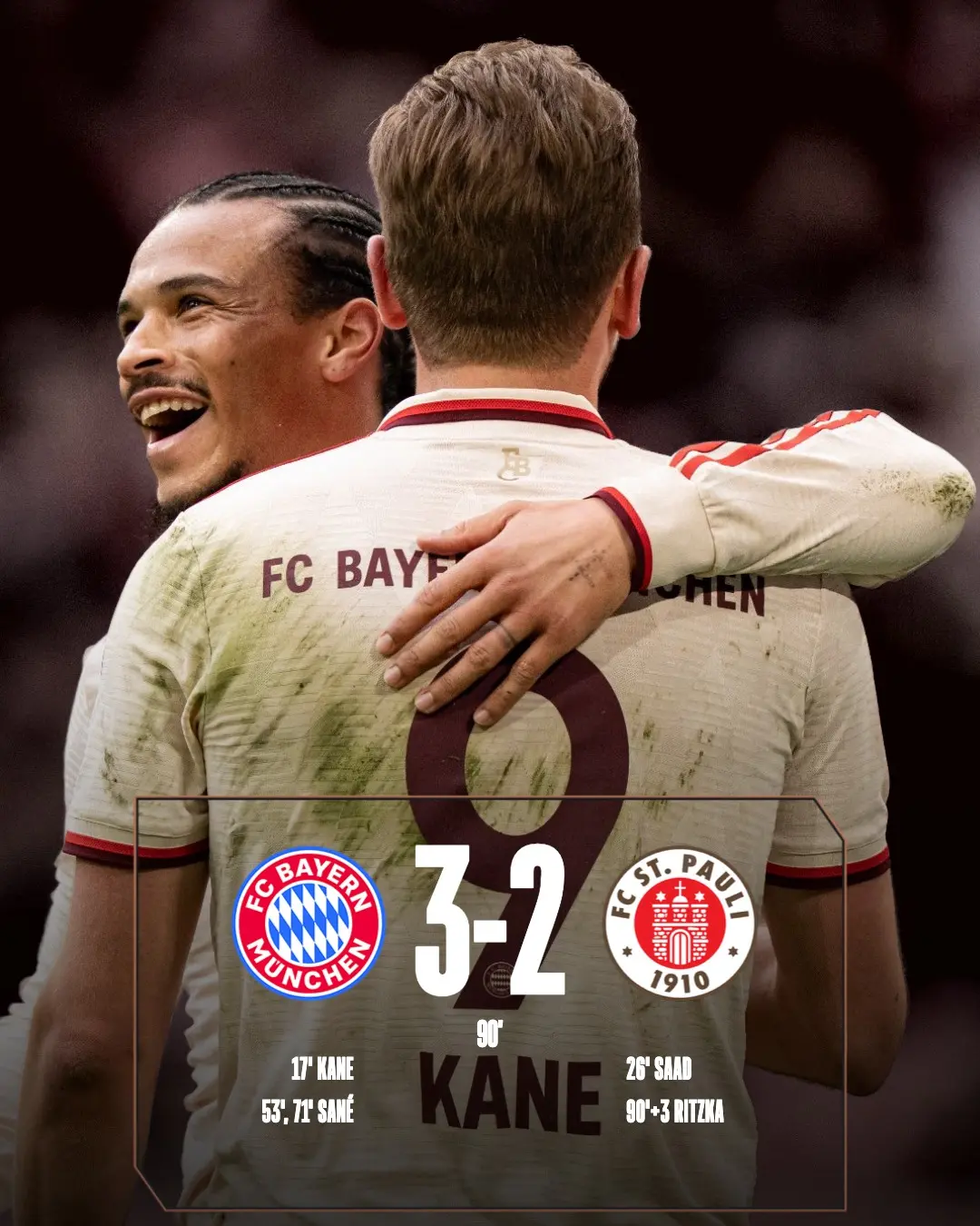 拜仁险胜巴黎圣日耳曼，德布劳内扑点救主英超